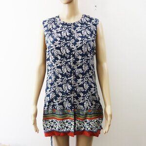 (Vintage) Annie Alexander 100% Silk Button Down Floral Dress Blue Cream (M) NWT